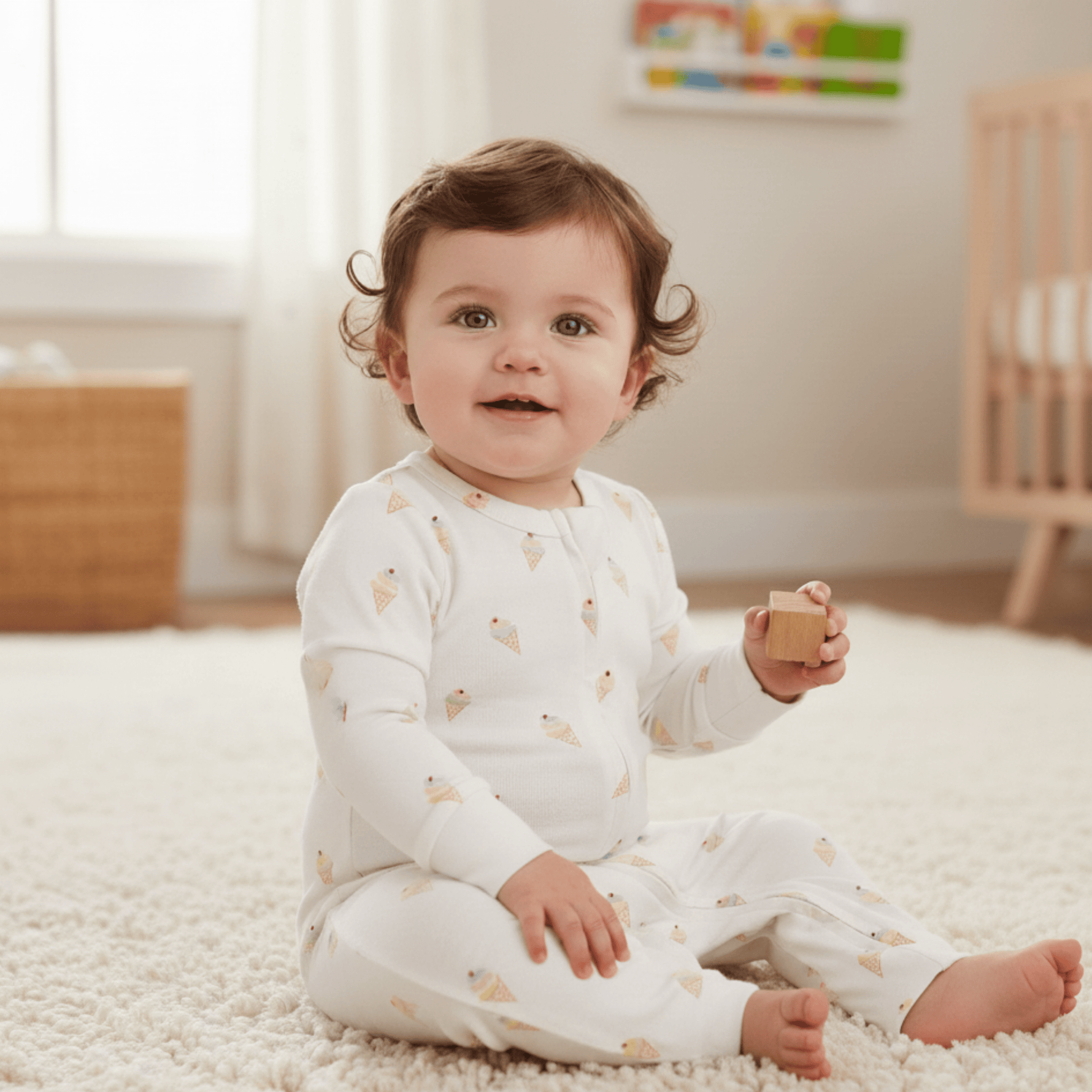 Makemake Organics Organic 2 - Way Zip Romper - Ice Cream