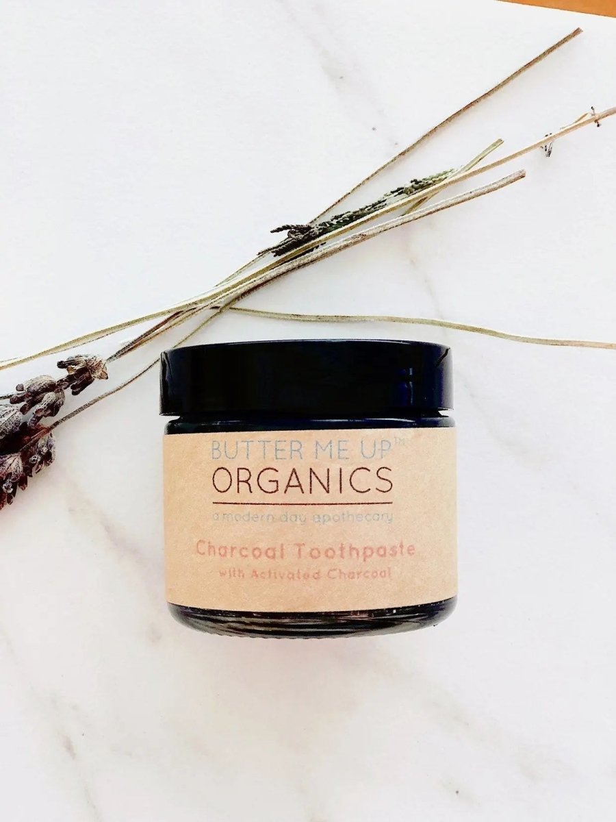 Butter Me Up Organics Organic Activated Charcoal Toothpaste with Natural Whitening for All Ages - 
