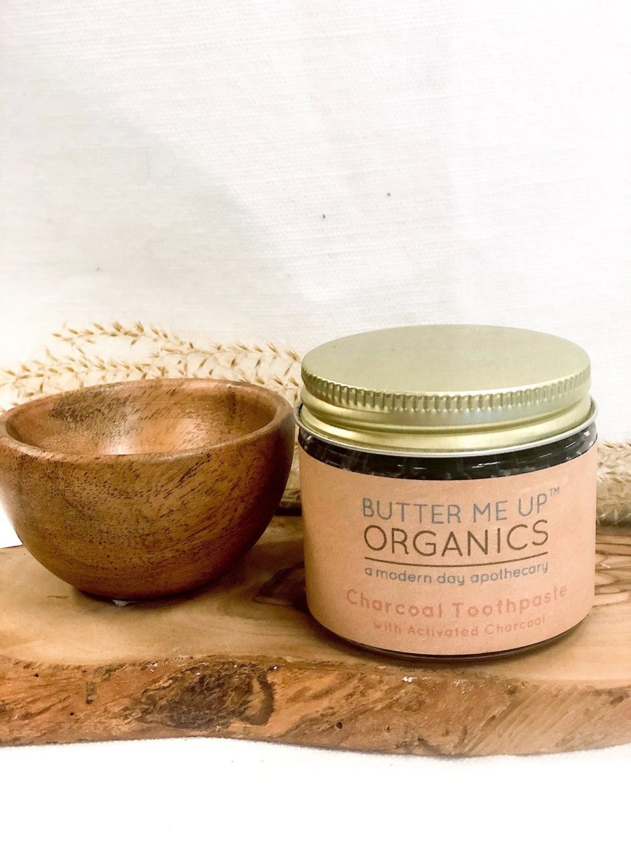 Butter Me Up Organics Organic Activated Charcoal Toothpaste with Natural Whitening for All Ages - 