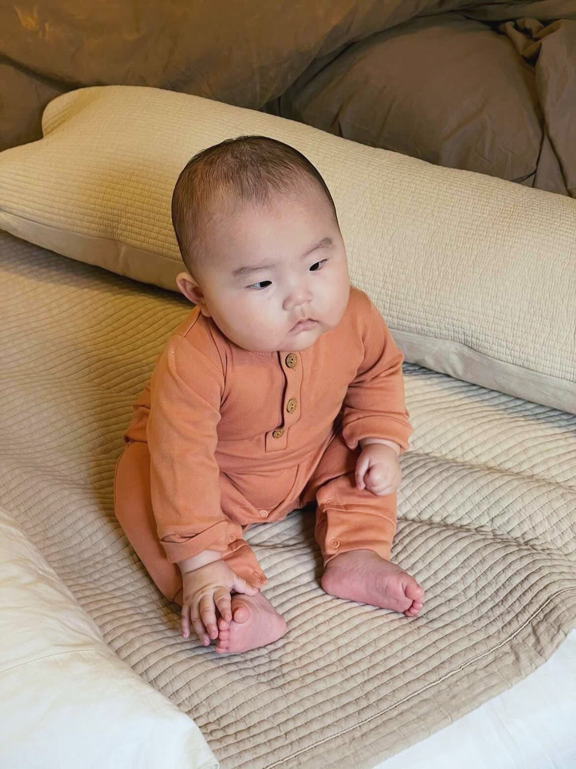 LUCY LUE ORGANICS organic baby romper | long sleeve cotton one - piece