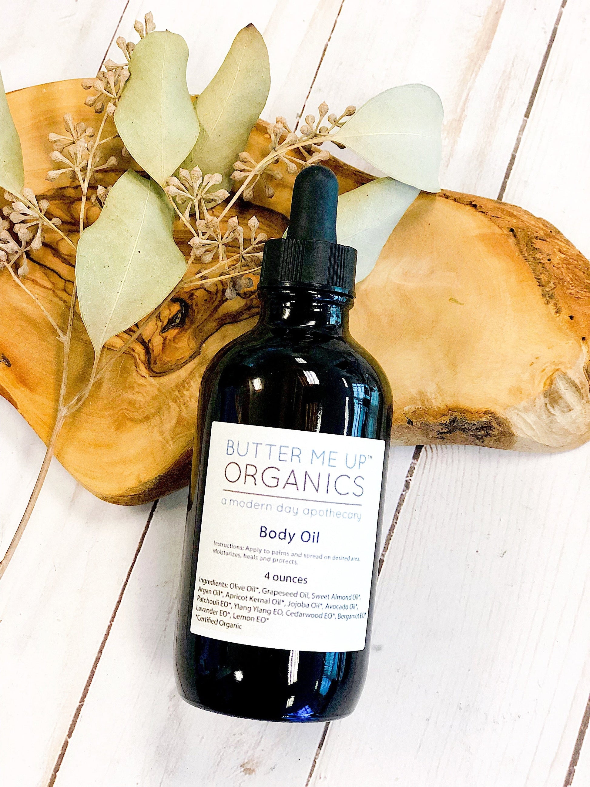 Organic Body Oil Moisturizer Natural Hydrating Formula for Dry Skin Butter Me Up Organics
