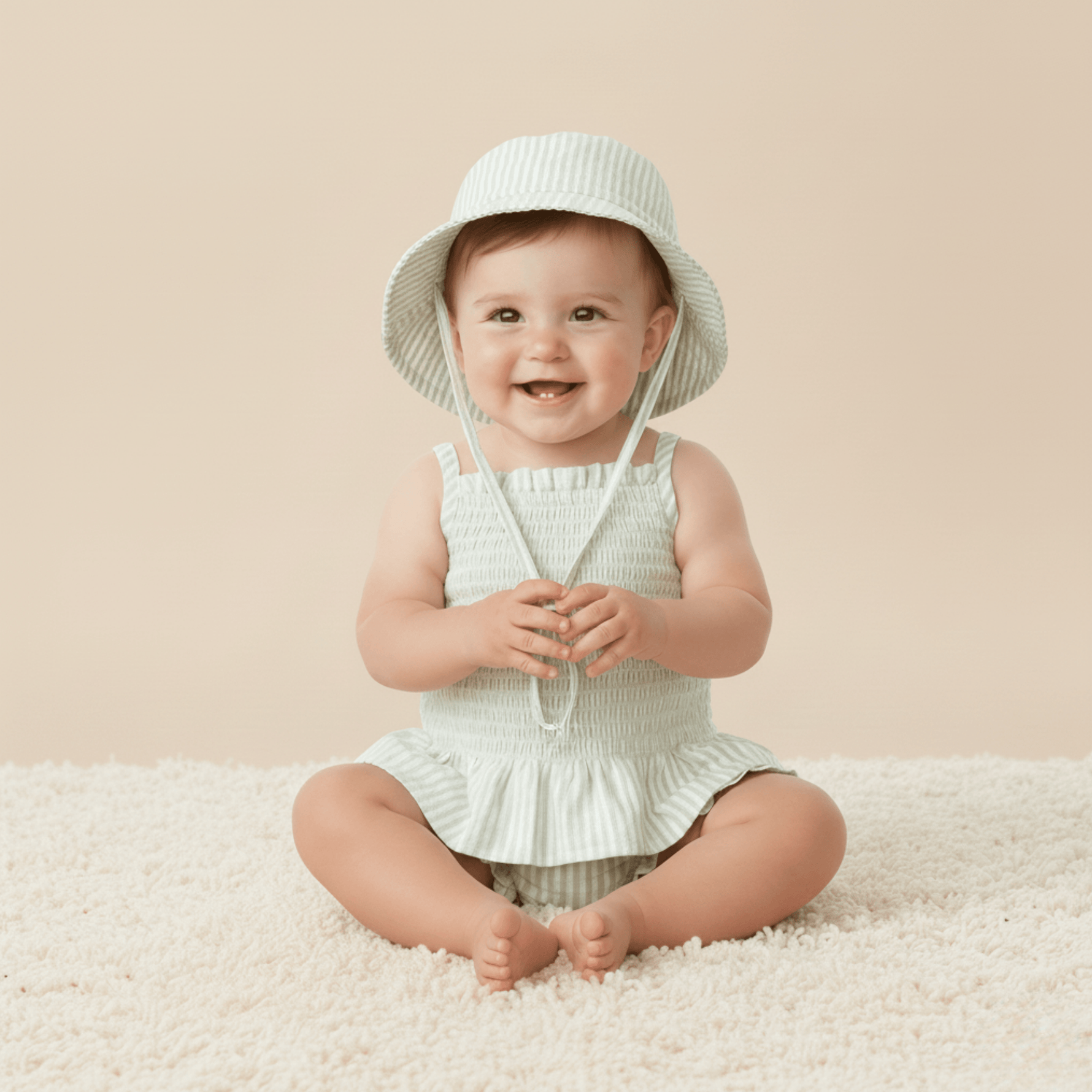 Makemake Organics Organic Bucket Sun Hat - Basil Stripes