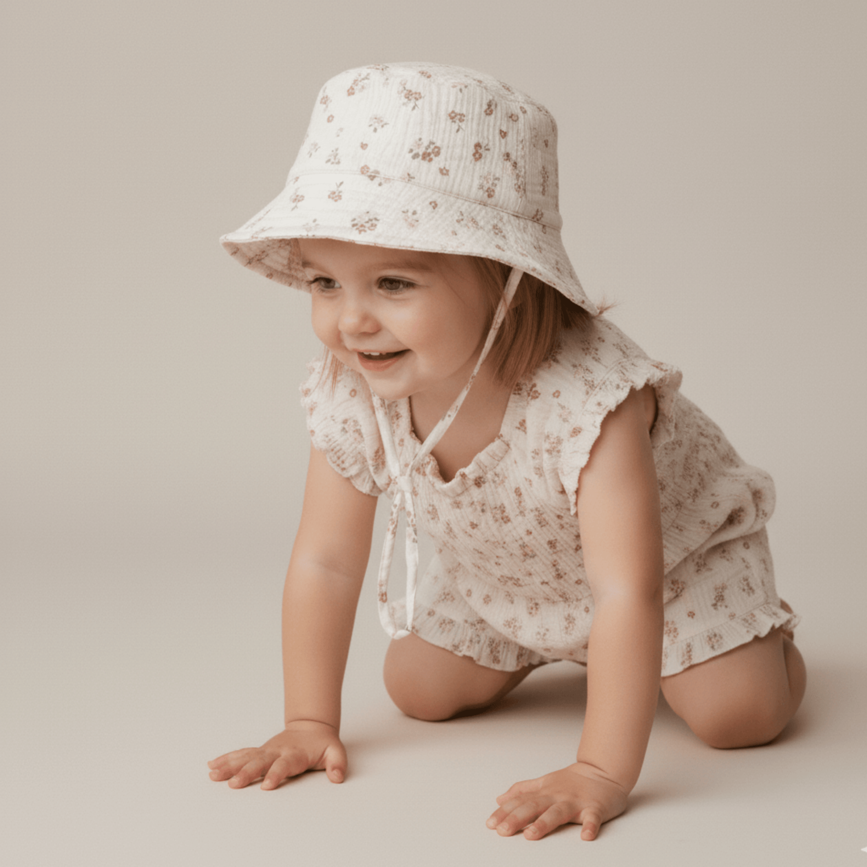 Makemake Organics Organic Bucket Sun Hat - Blush Floral