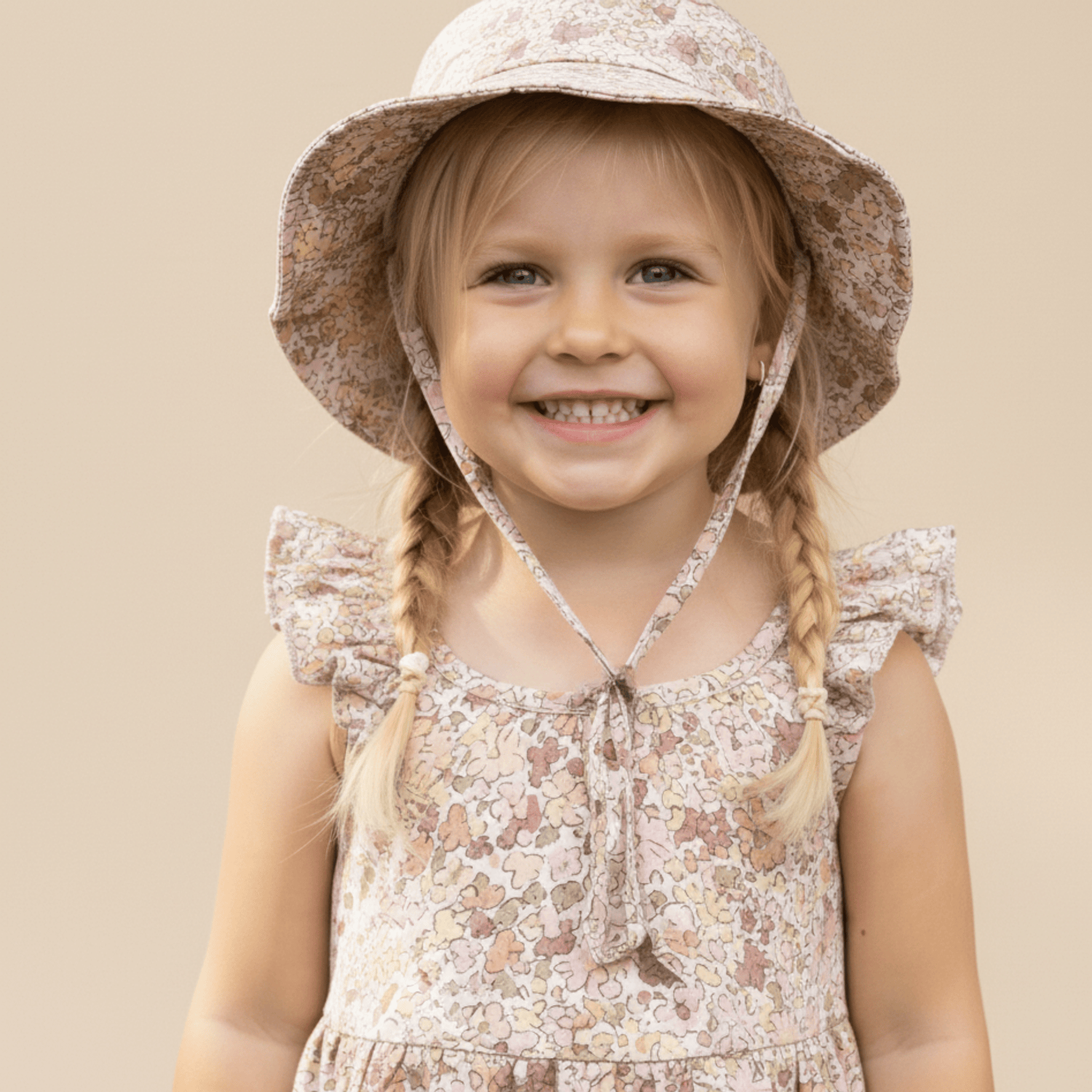 Organic Bucket Sun Hat - Pastel Bloom - Hat, Headgear, Sun hat, Child, Pink | Everetts Place
