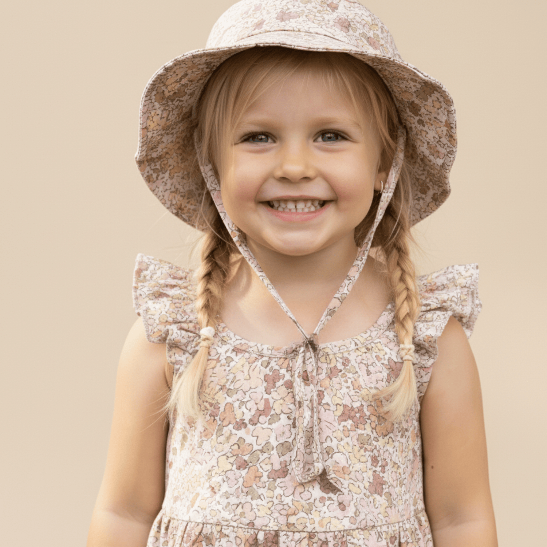 Organic Bucket Sun Hat - Pastel Bloom - Hat, Headgear, Sun hat, Child, Pink | Everetts Place