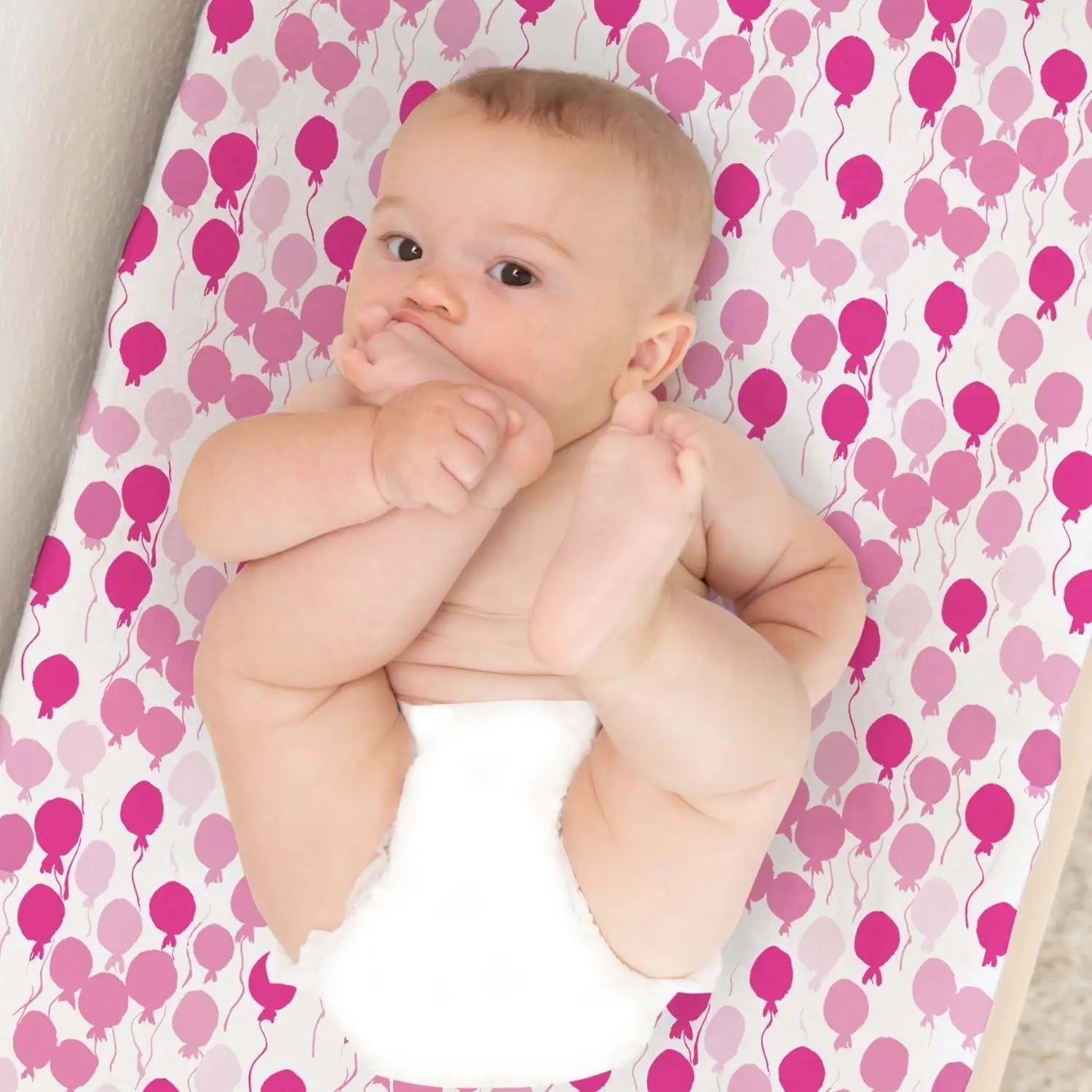 Norani Baby Organic Changing Pad Cover - Pink Balloons - 