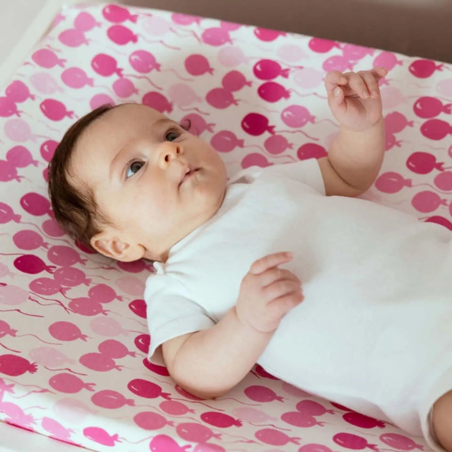 Norani Baby Organic Changing Pad Cover - Pink Balloons - 