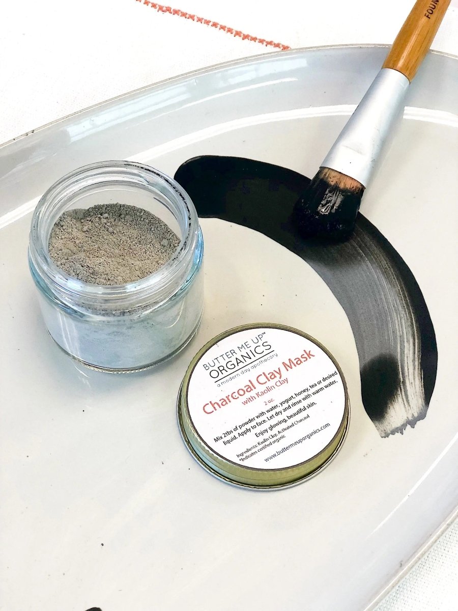 Butter Me Up Organics Organic Charcoal Mask with Detoxifying Ingredients for Clear Glowing Skin - 