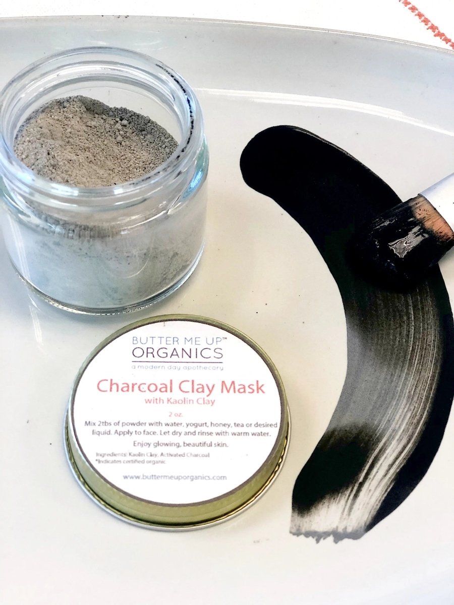 Butter Me Up Organics Organic Charcoal Mask with Detoxifying Ingredients for Clear Glowing Skin - 