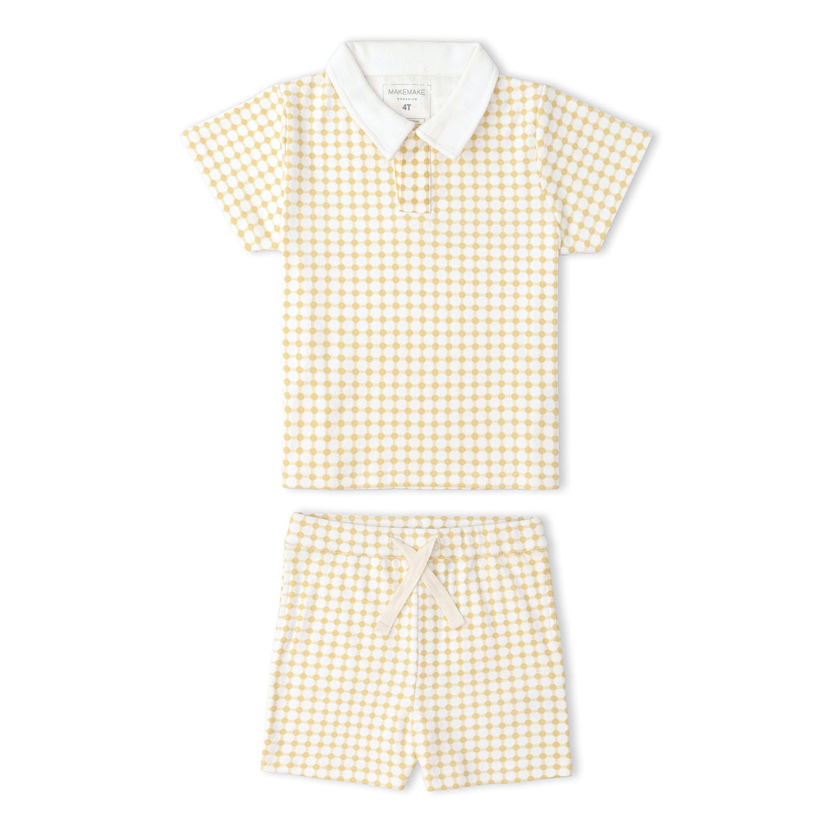 Makemake Organics Organic Collar Tee & Shorts Set - Dotty Gingham