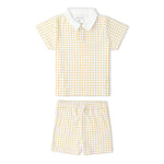 Makemake Organics Organic Collar Tee & Shorts Set - Dotty Gingham