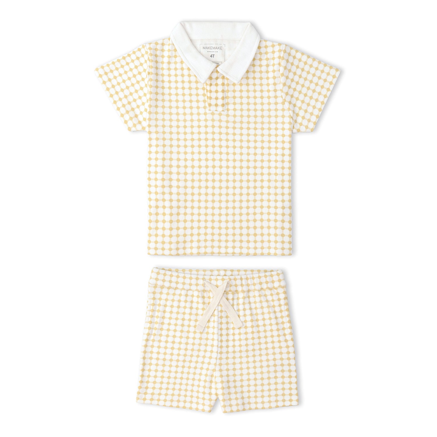Makemake Organics Organic Collar Tee & Shorts Set - Dotty Gingham