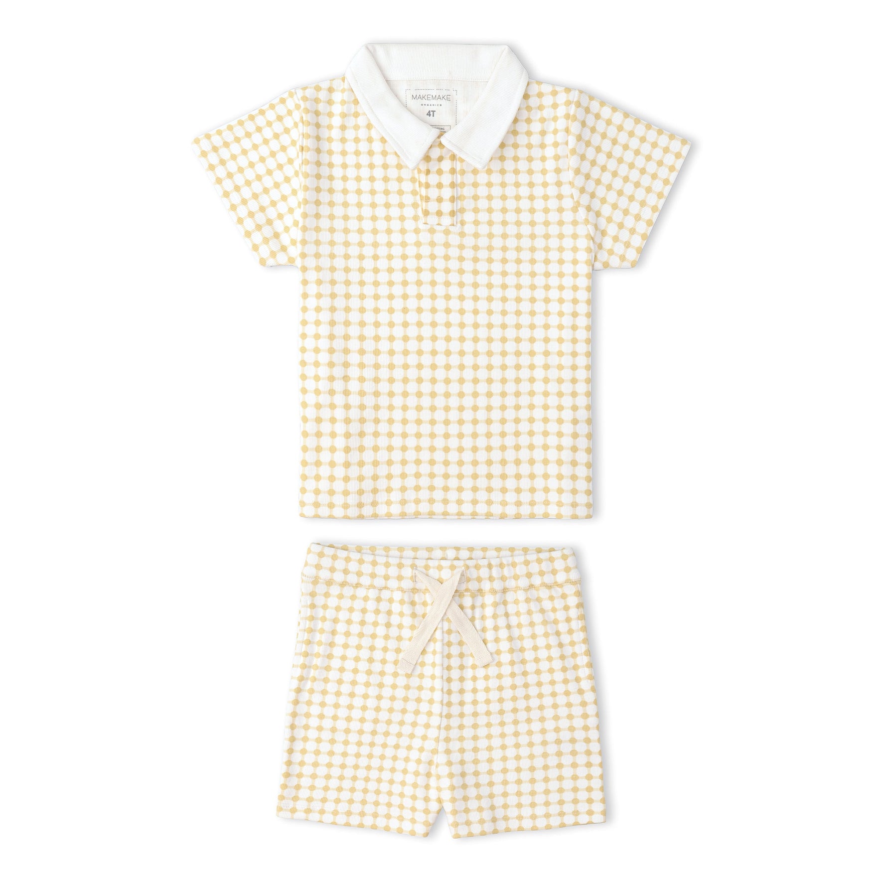 Makemake Organics Organic Collar Tee & Shorts Set - Dotty Gingham
