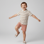 Makemake Organics Organic Collar Tee & Shorts Set - Terra Stripes