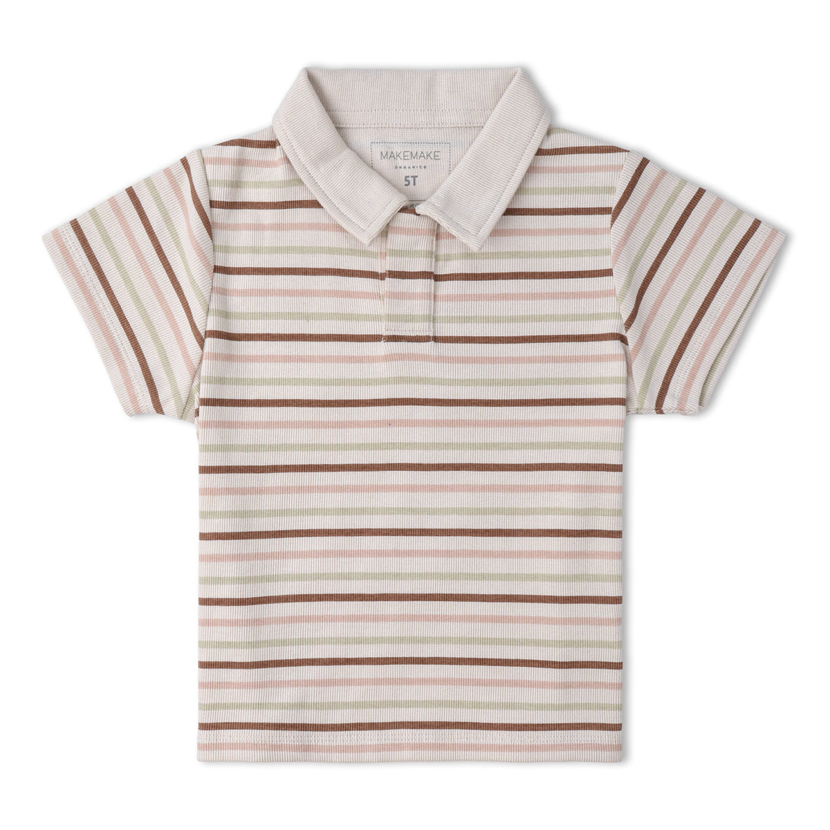 Makemake Organics Organic Collar Tee & Shorts Set - Terra Stripes