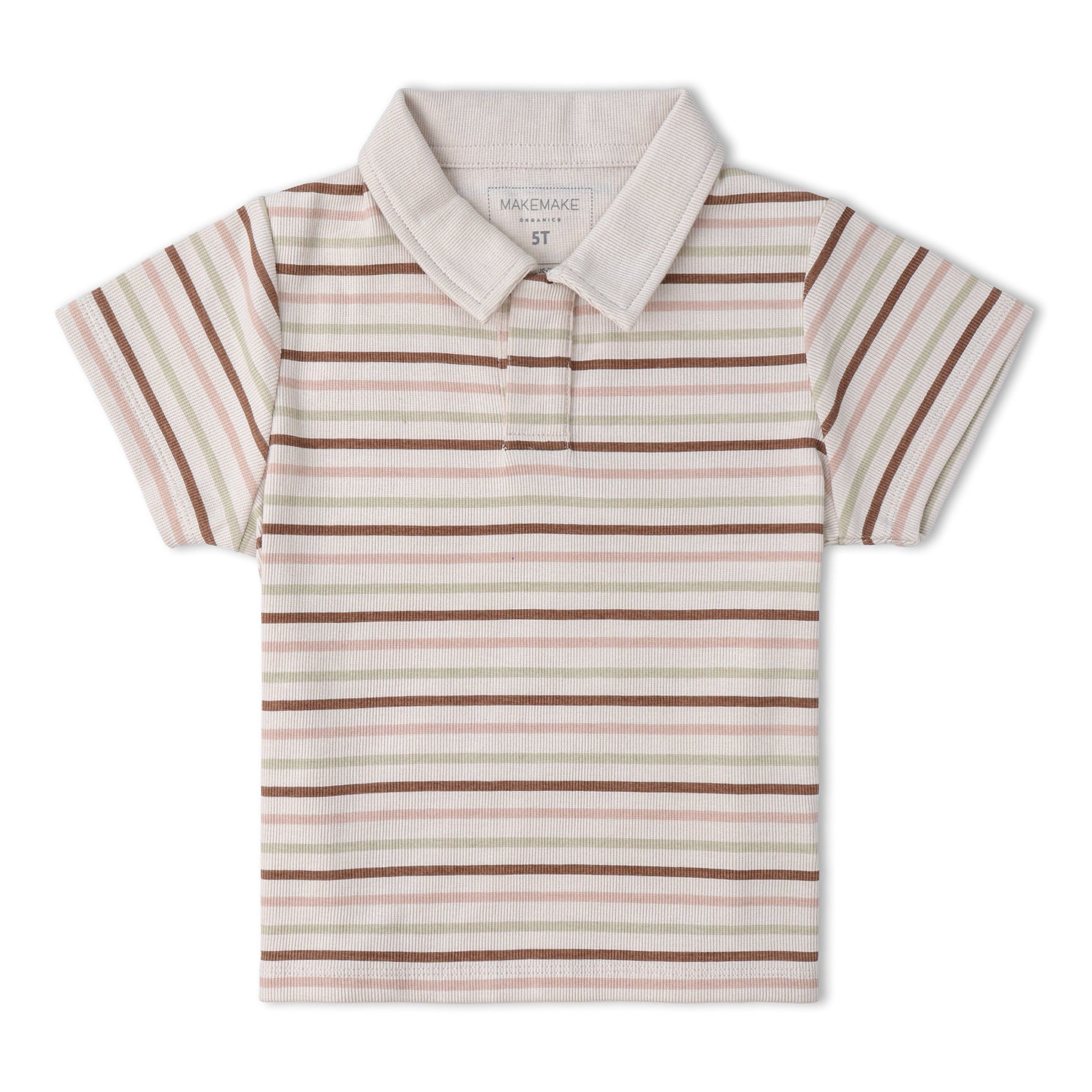 Makemake Organics Organic Collar Tee & Shorts Set - Terra Stripes