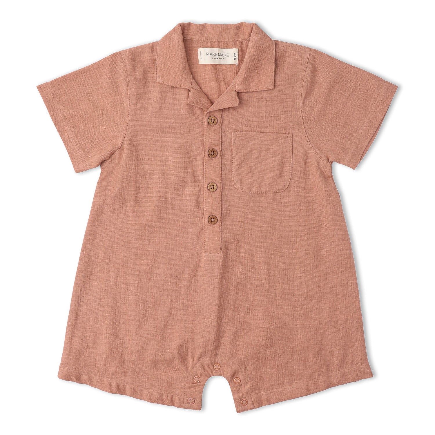 Makemake Organics Organic Collared Romper - Clay
