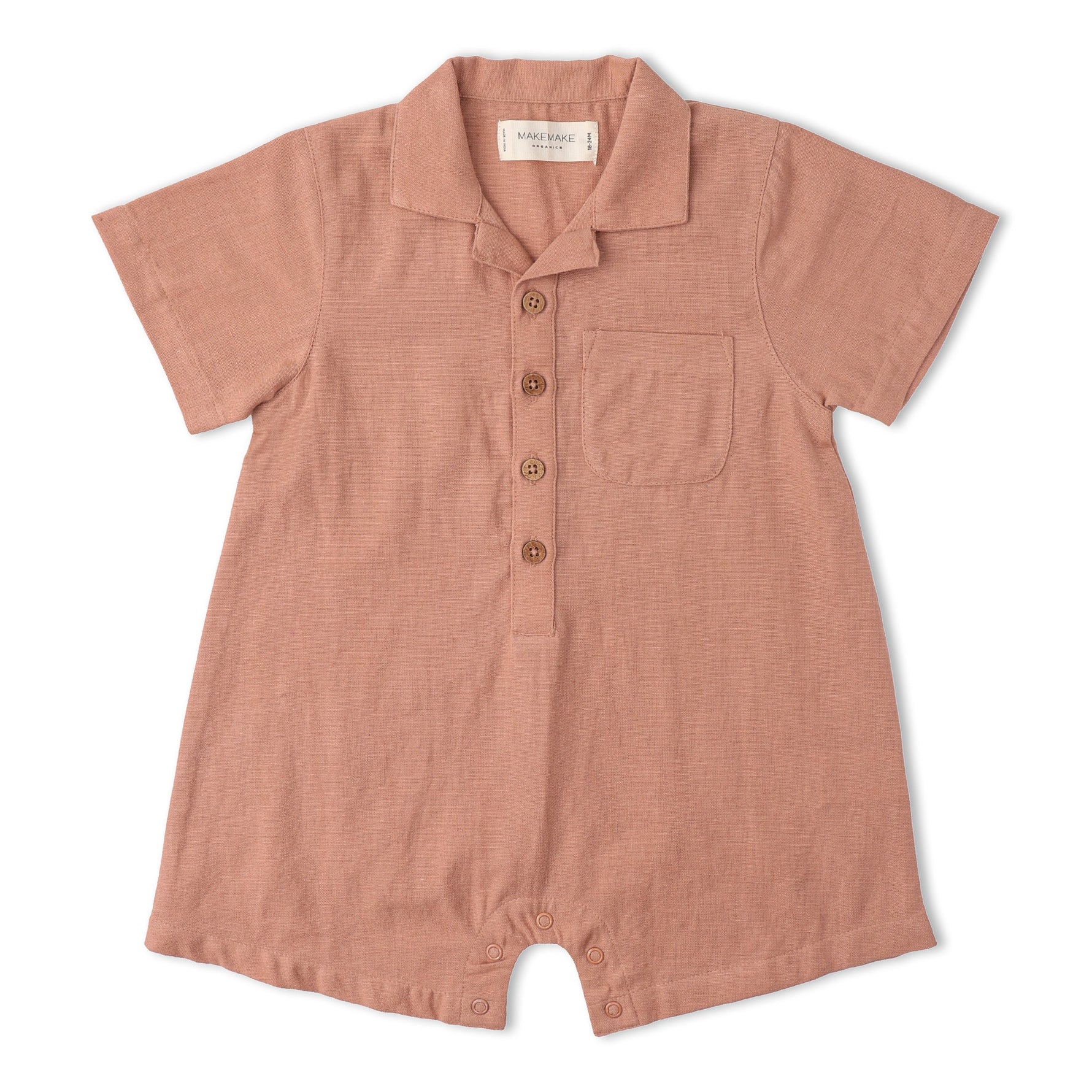 Makemake Organics Organic Collared Romper - Clay