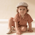 Makemake Organics Organic Collared Romper - Clay