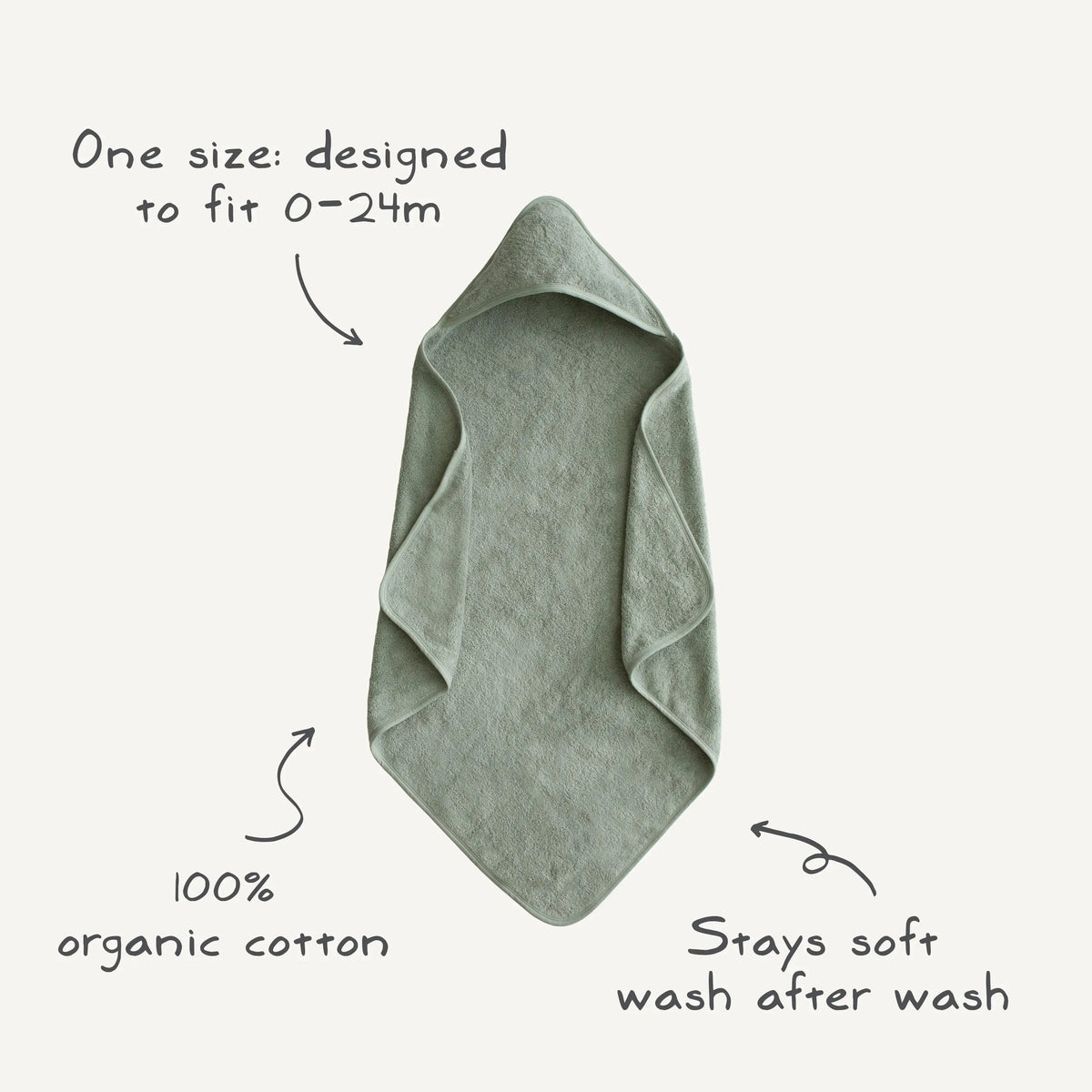 Mushie Organic Cotton Baby Hooded Towel - 