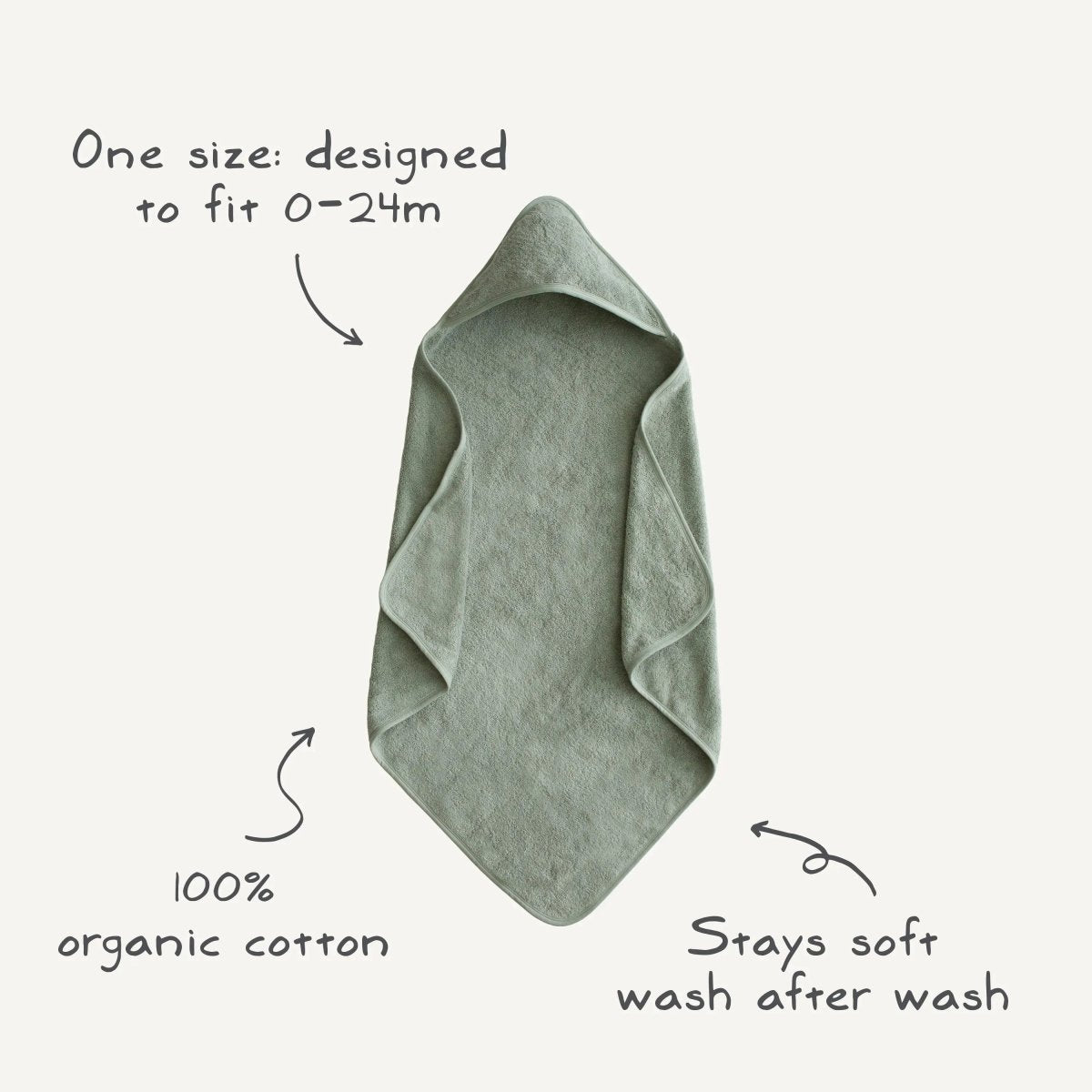 Mushie Organic Cotton Baby Hooded Towel Soft and Absorbent for Cozy Cuddles - Everetts Place Boutique - 