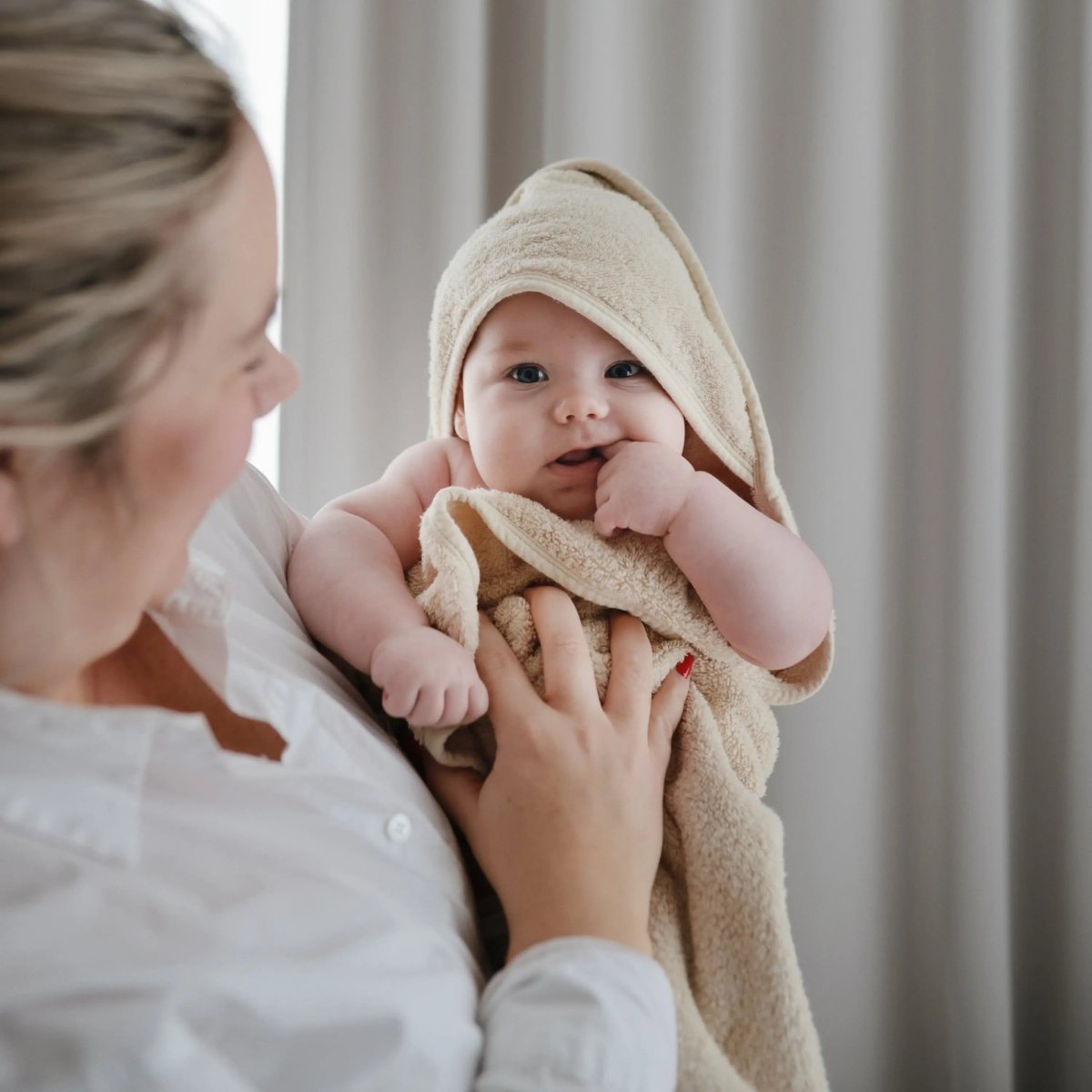 Mushie Organic Cotton Baby Hooded Towel Soft and Absorbent for Cozy Cuddles - Everetts Place Boutique - 