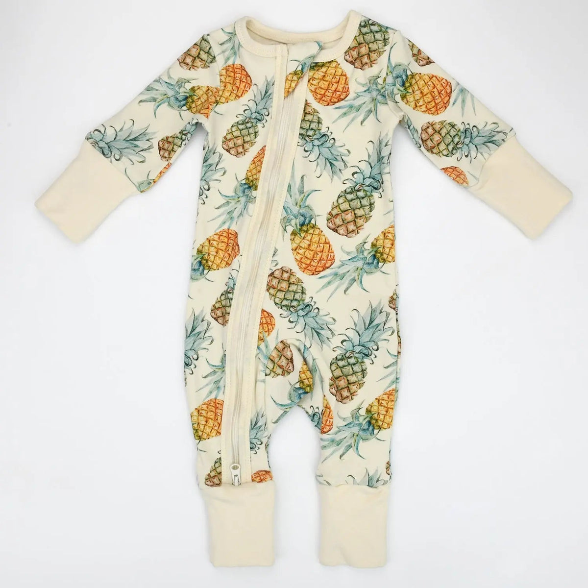 Earthy Organic Cotton Baby Pajamas 2 - Way Zip Front Zipper Sleeper, Aloha - 