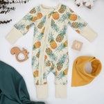 Earthy Organic Cotton Baby Pajamas 2 - Way Zip Front Zipper Sleeper, Aloha - 