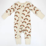 Earthy Organic Cotton Baby Pajamas 2 - Way Zip Front Zipper Sleeper, August - 