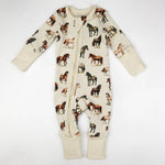 Earthy Organic Cotton Baby Pajamas 2 - Way Zip Front Zipper Sleeper, Colt - 
