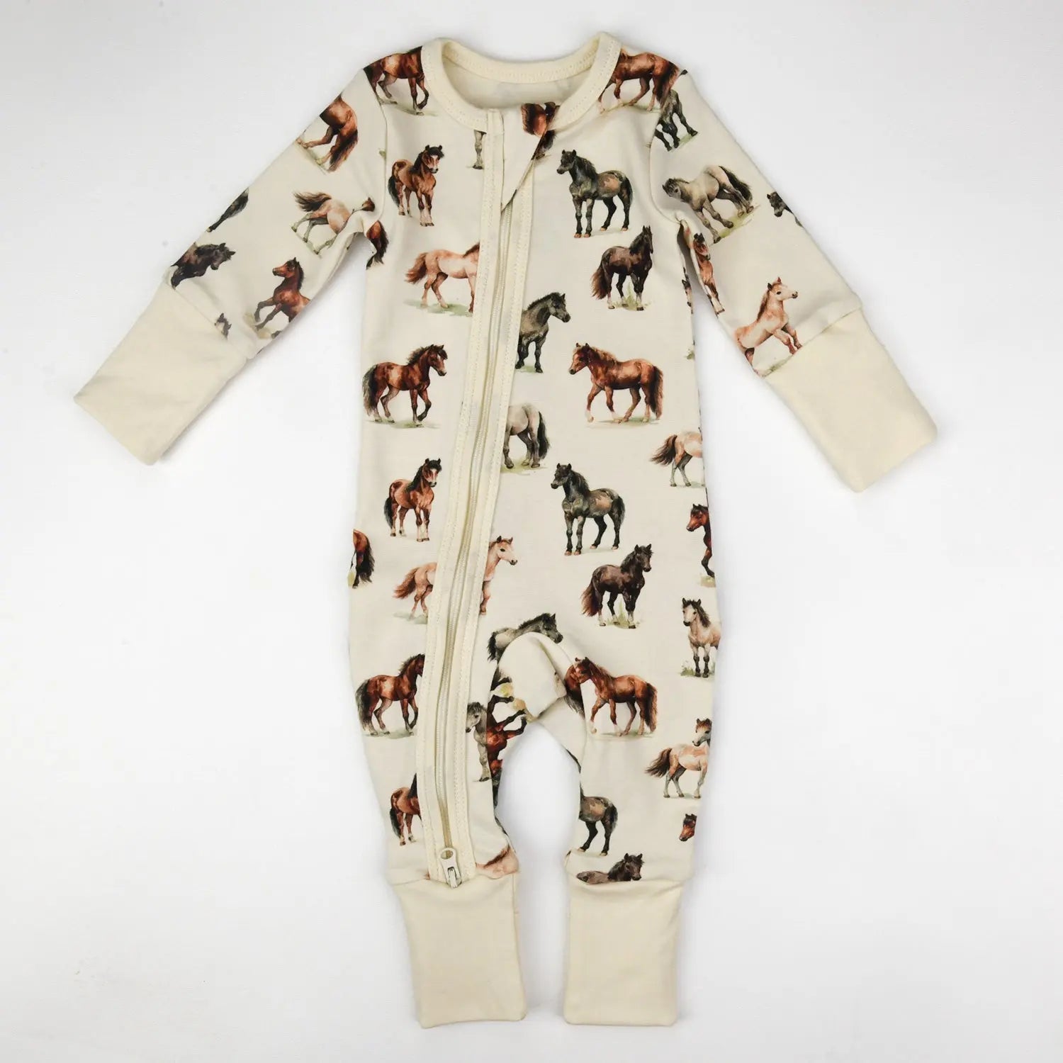 Earthy Organic Cotton Baby Pajamas 2 - Way Zip Front Zipper Sleeper, Colt - 