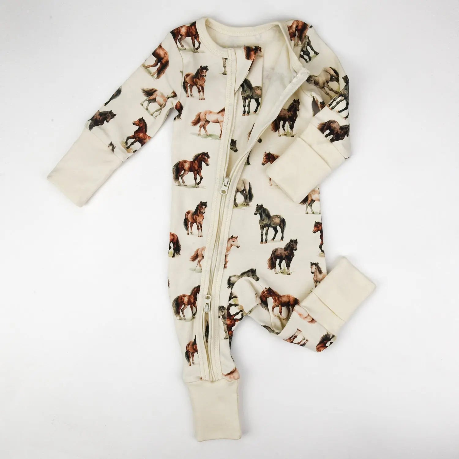 Earthy Organic Cotton Baby Pajamas 2 - Way Zip Front Zipper Sleeper, Colt - 