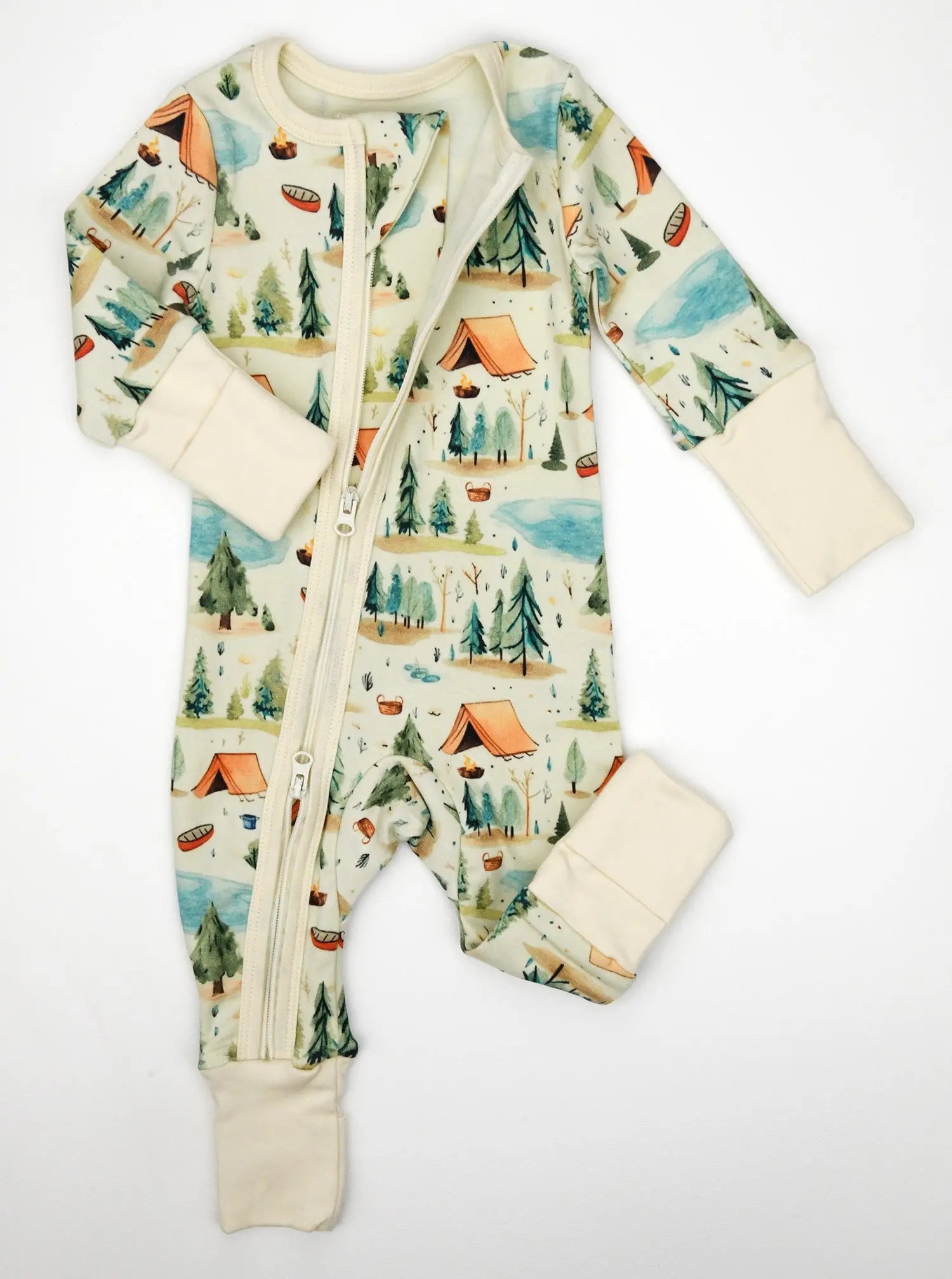 Earthy Organic Cotton Baby Pajamas 2 - Way Zip Front Zipper Sleeper, North - 