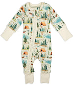 Earthy Organic Cotton Baby Pajamas 2 - Way Zip Front Zipper Sleeper, North - 