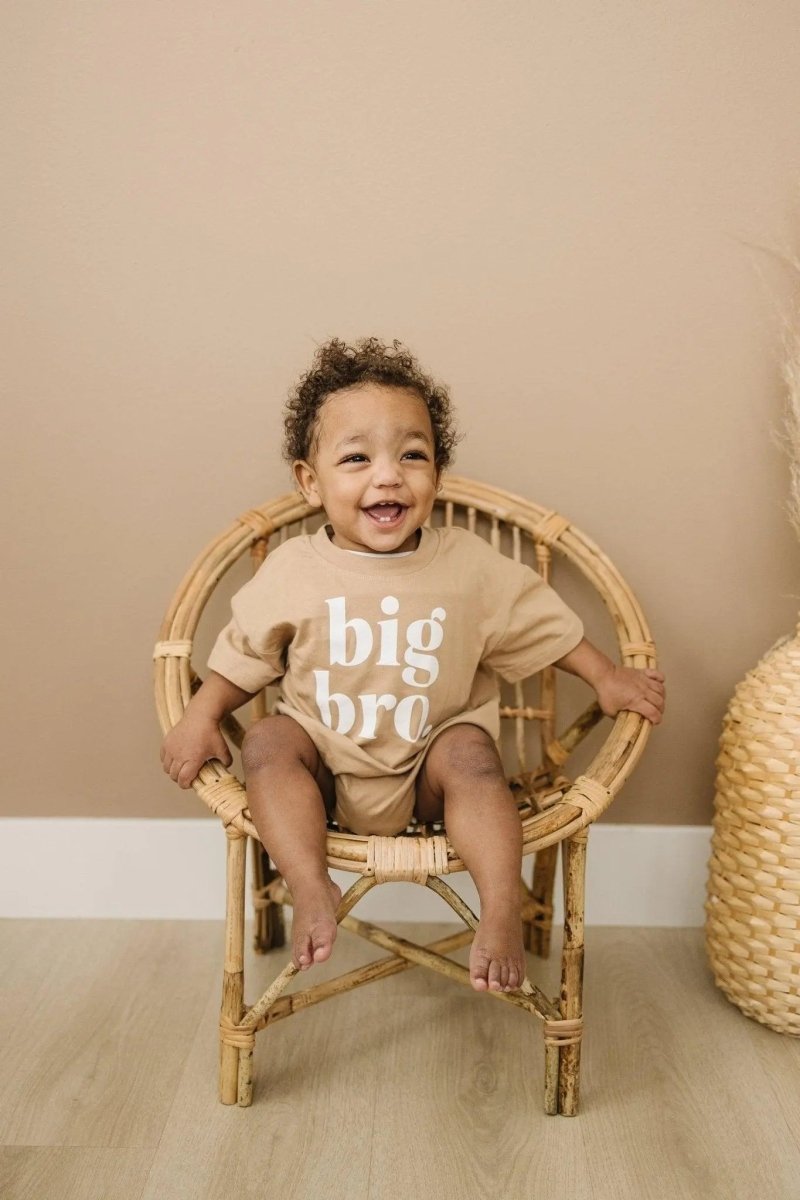 Little Joy Co. Organic Cotton Big Bro T Shirt Romper For Babies Ultra Soft - Everetts Place Boutique - 
