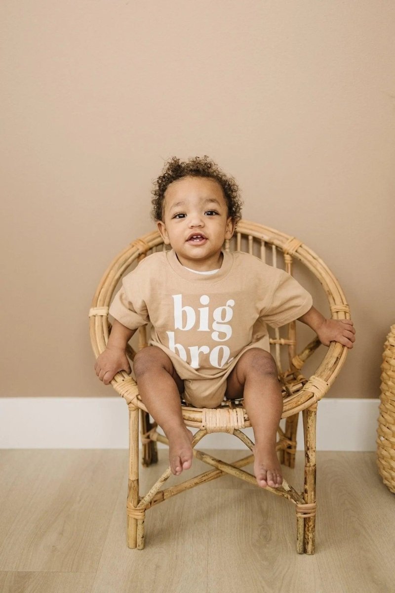 Little Joy Co. Organic Cotton Big Bro T Shirt Romper For Babies Ultra Soft - Everetts Place Boutique - 