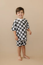 Little Joy Co. Organic Cotton Black and White Checkered Kids Shorts Set - Everetts Place Boutique - 