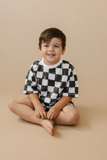 Little Joy Co. Organic Cotton Black and White Checkered Kids Shorts Set - Everetts Place Boutique - 
