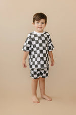 Little Joy Co. Organic Cotton Black & White Checkered Shorts Set - 