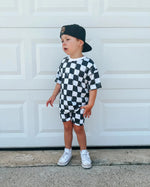 Organic Cotton Black & White Checkered Shorts Set - Headgear, Baby & Toddler Clothing, Child, Cap, Toddler | Everetts Place