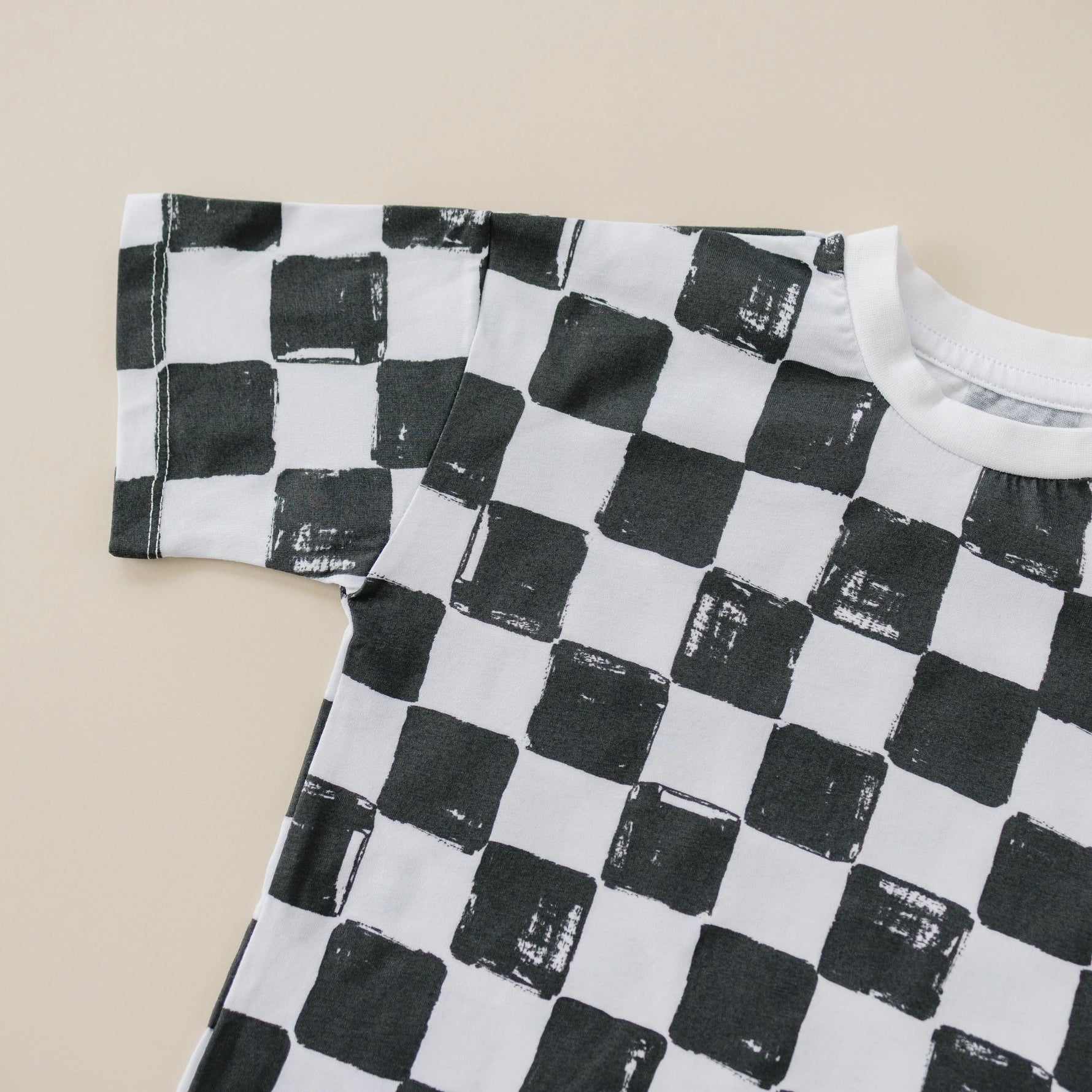 Little Joy Co. Organic Cotton Black & White Checkered Shorts Set - 