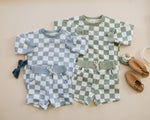 Little Joy Co. Organic Cotton Checkered Crewneck and Shorts Set for Kids - Everetts Place Boutique - 