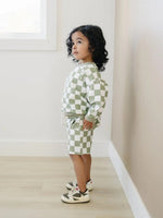 Little Joy Co. Organic Cotton Checkered Crewneck and Shorts Set for Kids - Everetts Place Boutique - 