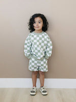 Little Joy Co. Organic Cotton Checkered Crewneck and Shorts Set for Kids - Everetts Place Boutique - 