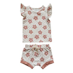 Harp Angel Boutique Organic Cotton Checkered Daisy Ruffle Short Set for Comfortable Girls - 