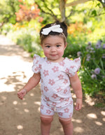 Harp Angel Boutique Organic Cotton Checkered Daisy Ruffle Short Set for Comfortable Girls - 