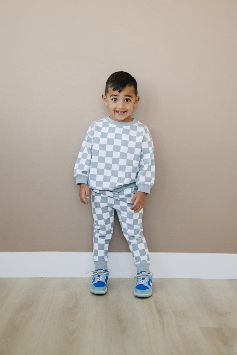 Little Joy Co. Organic Cotton Checkered Jogger Set For Toddlers And Kids - Everetts Place Boutique - 