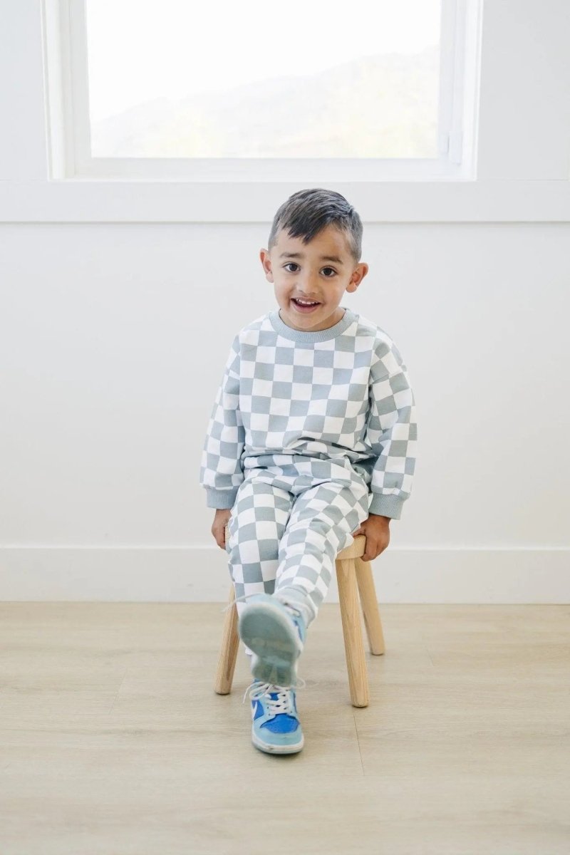 Little Joy Co. Organic Cotton Checkered Jogger Set For Toddlers And Kids - Everetts Place Boutique - 