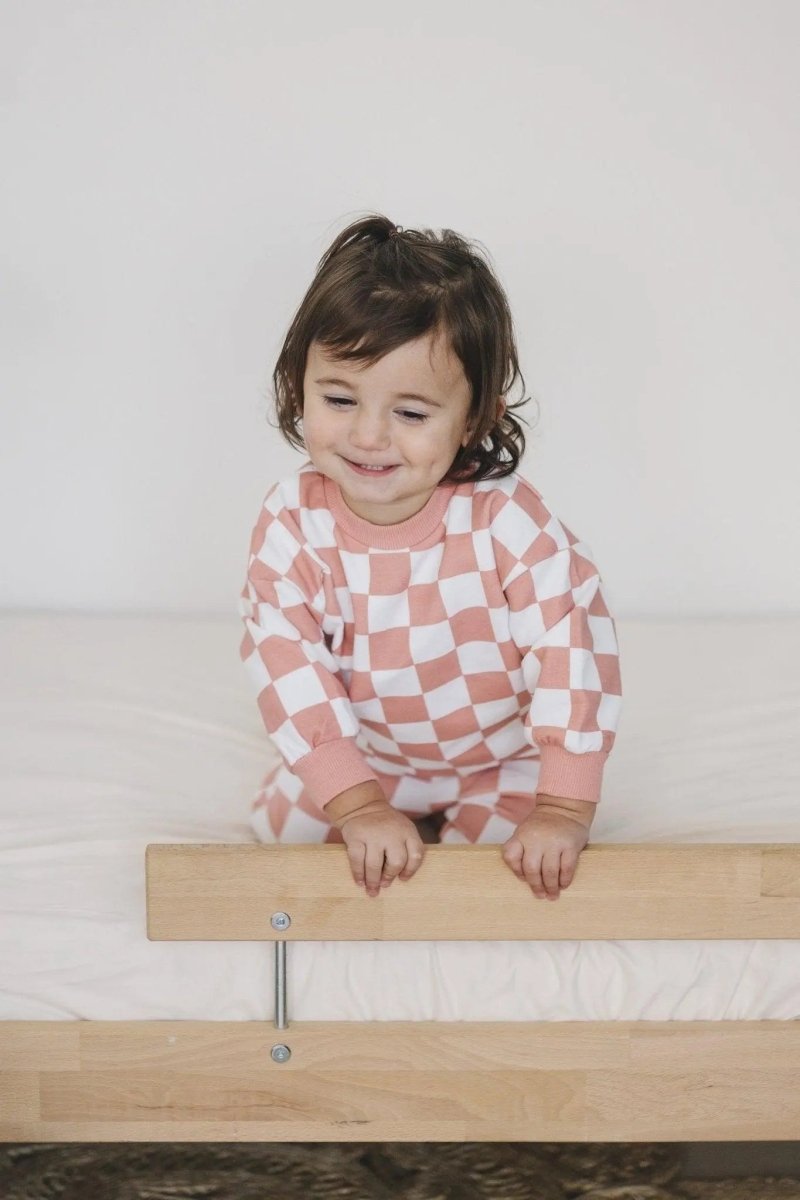 Little Joy Co. Organic Cotton Checkered Jogger Set Pink For Babies - Everetts Place Boutique - 