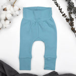 Earthy Organic Cotton High Waist Baby Pants, Sky - 
